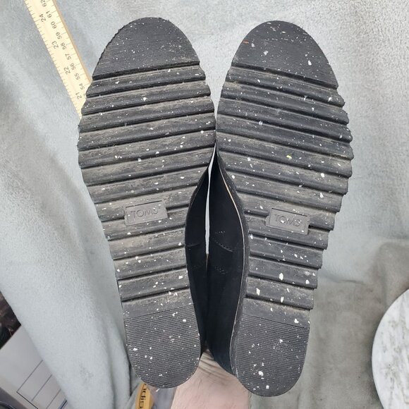 Toms Shoes Womens Size 8.5 Maddie Black Leather and Suede Wedge Ankle Boots - Picture 8 of 8